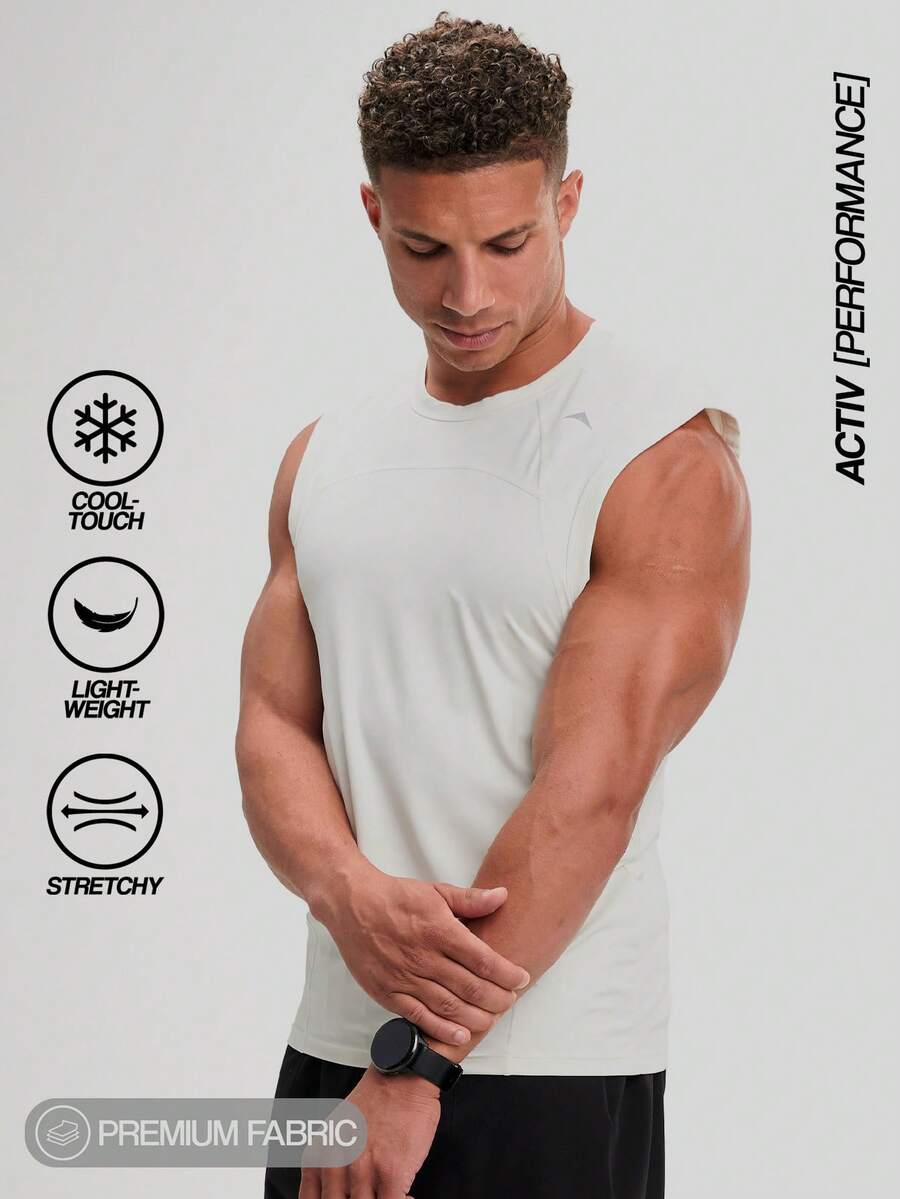 ARC Sports Tank Top Workout Tops Workout Tops Gym Top Breathable - Beige - View 1