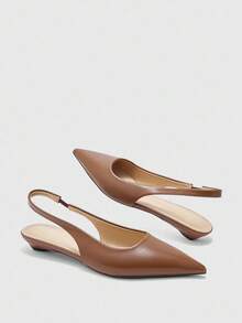 CUCCOO BIZCHIC Chaussures plates à bout pointu et talon bas pour femmes, confortables et décontractées pour le travail, marron pour Noël - Tabac - Voir 9