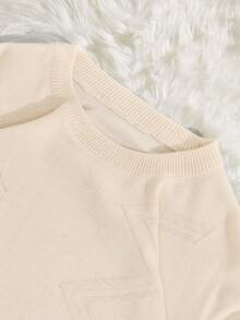 RueChic Men Graphic Knitted Crew Neck Regular Sweater - Beige - View 4