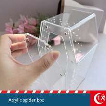 SHEIN 1PC 透明亚克力昆虫蜘蛛繁殖盒，独特的棺材形设计，磁性闭合，方便取用，通风孔，适用于蜘蛛、跳蛛、狼蛛栖息地，万圣节装饰，节日礼物，也适用于玻璃容器、盒子、植物盒、家庭储物盒、微景观盒 - 彩色 - 查看 3