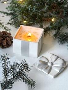 Bộ 2 món - Khuôn silicon làm hộp quà hình vuông có nơ (nắp và đáy), khuôn thạch cao tự làm hộp đựng đồ sáng tạo, khuôn làm cốc nến, khuôn nhựa epoxy trang trí nhà cửa, khuôn đúc thủ công mỹ nghệ. - trắng - Xem 3