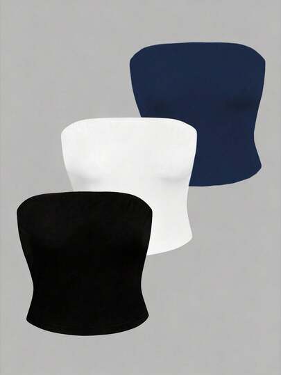 Olithes Women's Casual Solid Color Tube Top, Versatile For Summer