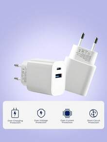 25W Fast Charger, EU Plug PD Charging Adapter, Compatible With Apple, And Other Smartphones Nan Fast Charging