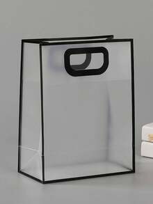 1/5/10个装透明礼品袋，简约镂空提手设计PVC礼品包装袋，适用于派对 - 白色 - 查看 9