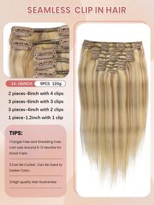 Clip In Hair Extensions Real Human Hair 9PCS 120g Clip Ins Human Hair Extensions 14-16 Inches Straight Clip In Extensions Remy Human Hair For Women Highlight Blonde #P18/22/60 - S18/22/60 - View 4