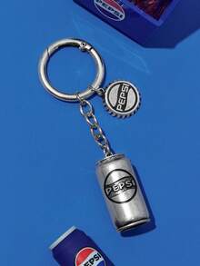 PEPSI X SHEIN 复古银色时尚趣味可乐罐钥匙扣包包吊坠饰物钥匙圈