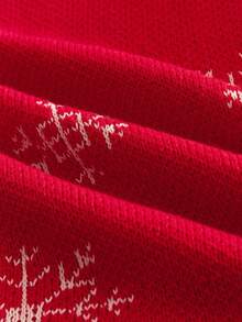 EASEVO Plus Size Men's Casual Snowflake Pattern Sweater, Autumn/Winter - Red - View 5