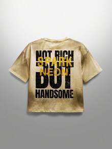 NEON BLANC Men's Street Style Slim Fit Crew Neck Knit T-Shirt, Suitable For Summer - Yellow - View 2