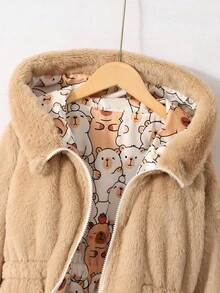 1 Áo khoác gió dài tay họa tiết da báo có thể đảo ngược cho bé gái, phù hợp cho mùa thu/đông - Màu Khaki - Xem 6