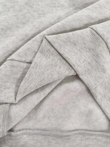 SHEIN 女式字母印花长袖休闲宽松连帽运动衫 - 淺灰色 - 查看 6