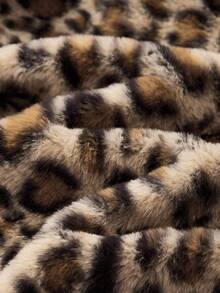 SHEIN MOD Plus Size Faux Leopard Fur Print Cropped Faux Fur Coat,Winter,Red,Western,Night Out Club Retro Autumn Fall Coats - Multicolor - View 11