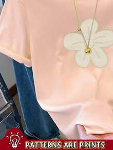 Resyla 女式花卉丝网印花修身短袖T恤 - 粉色 - 查看 4