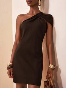 Zivah 2025 Sommer Neues Musik Festival Ostern Muttertag Hochzeitssaison Hochzeit Geburtstags Party Alltag Lässig Urlaub Kreuzfahrt Strand Sonnenbaden Viral Elegantes Leinengemisch Schulterfreies Bodycon Braun Kleid