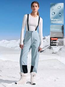 In My Nature Pantalones de esquí para mujer, pantalones rectos con botones y tirantes