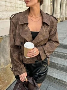 Lavishia Áo khoác dáng rộng tay dài cổ ve tie-dye dành cho nữ mùa thu - Nhiều màu - Xem 4