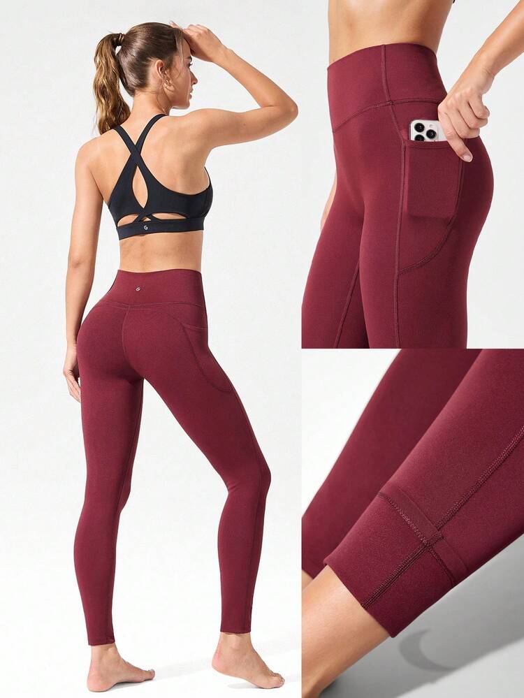 Mallas de cintura alta sin costuras con bolsillos laterales, aisladas y elásticas, de 26 pulgadas, para yoga, pilates, estudio, otoño, invierno y uso casual diario