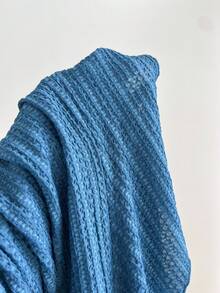 asdElamini 1 pieza Vestido mini para mujer, cuello en V azul con jacquard, cintura plisada con volantes en el bajo, estilo casual, de oficina, vintage, para otoño/inviernoasd SVPZ - Azul marino - Ver 5