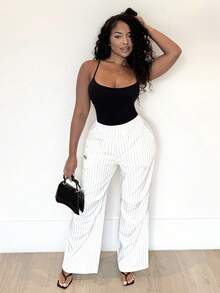 Alexandranx Women's Summer Streetwear Casual Basic Striped Wide Leg Sweatpants