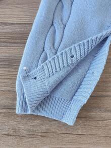 SHEIN 男婴休闲圆领麻花针织连体裤，秋季 - 淺藍色 - 查看 10