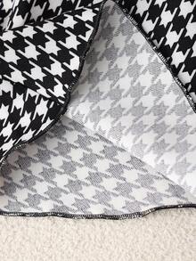 Franclia 女士秋冬日常通勤高领长袖修身衬衫和千鸟格中长裙两件套 - 黑色 - 查看 6