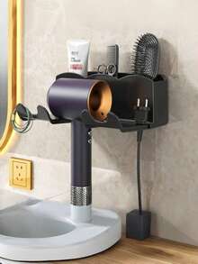 SHEIN Basic living Giá đỡ máy sấy tóc treo tường 1/2 chiếc, Giá để đồ phòng tắm không khoan, Giá đỡ máy sấy tóc rảnh tay cho bàn trang điểm, Kệ dán tường đựng dụng cụ làm tóc, Giá để máy sấy tóc tiết kiệm không gian - Nhiều màu - Xem 12