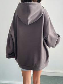 Livesso Damen Herbst/Winter Kapuzen-Sweatshirt mit Buchstaben-Stickerei, Oversized Passform, Langarm, Lässig mit Kordelzug