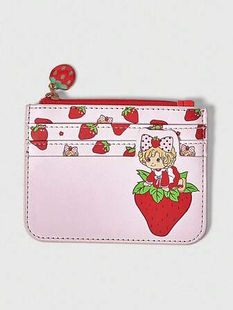 Kawaii Full Print Strawberry Pattern Card Holder Coin Purse