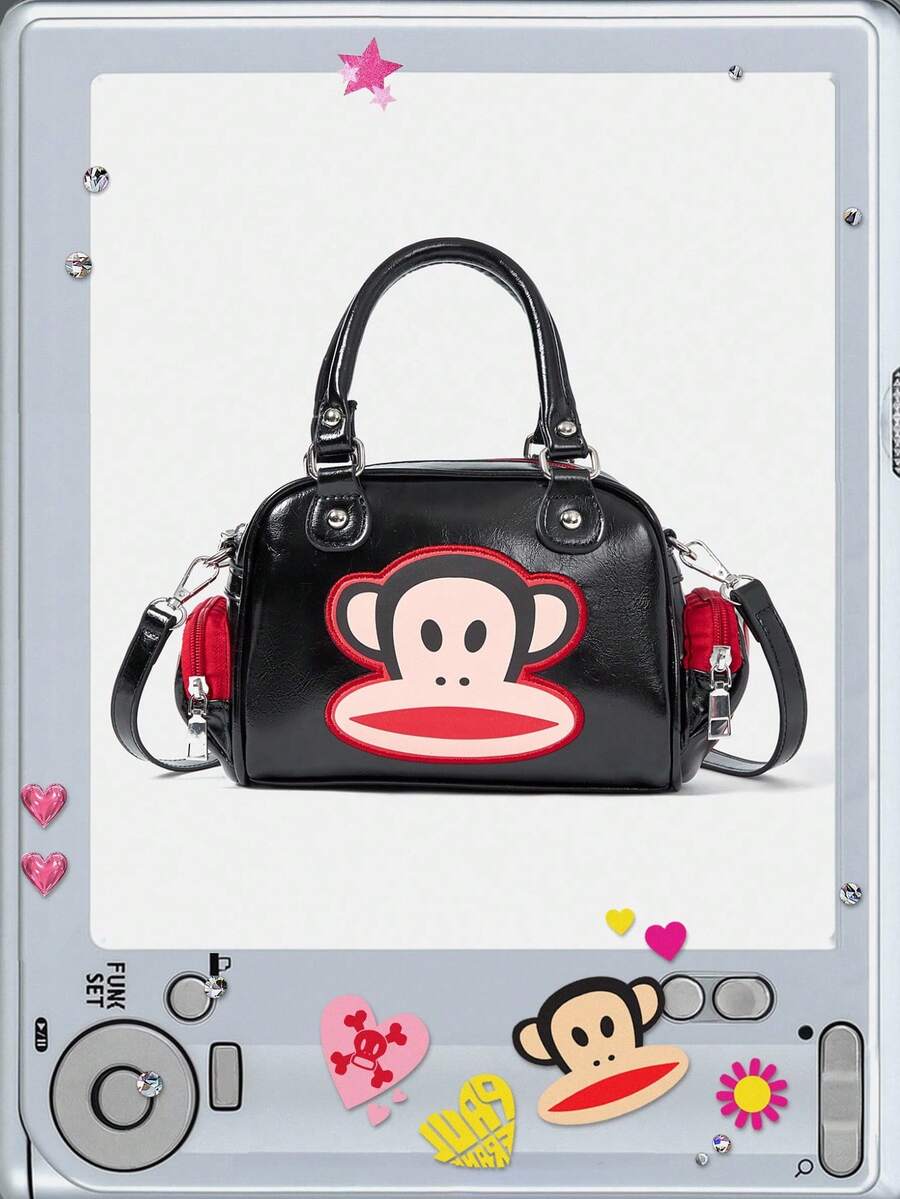 Paul Frank X ROMWE Túi xách tay thời trang họa tiết hoạt hình dành cho nữ - màu đen - Xem 1