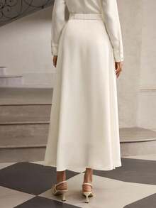 ZEYLAH Women's Elegant Embroidered Long Skirt - Apricot - View 2