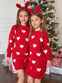 Emery Rose Kids Emery Rose Kids 少女红色心形可爱毛衣连衣裙，日常休闲艺术花朵长袖毛衣连衣裙，花朵连衣裙，舒适连衣裙，毛衣连衣裙，长袖连衣裙，可爱花朵，可爱日常，适合秋冬季日常穿着，新年、圣诞节、情人节、万圣节、派对、婚礼、秋冬心形连衣裙，女童毛衣连衣裙，红色毛衣，女童服装，红色，红白可爱青少年毛衣，可爱少女心形图案套头毛衣连衣裙 - 米色 - 查看 7