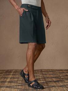 AKNOTIC Men's White Woven Casual Elastic Waist Straight Leg Shorts, Suitable For Summer, Vacation, Daily Wear, Party, Couple Matching, Father's Day Gift