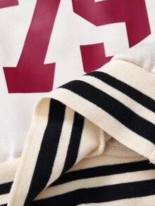 一套女童运动休闲套装，包含一件印有“洛杉矶79”字样的棒球夹克和一条浅蓝色阔腿裤，厚度适中，适合日常穿着，春秋/秋冬季皆宜。 - 杏色 - 查看 6