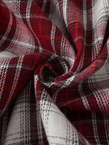 2pcs/Set Tween Boy Casual Plaid Long Sleeve Top And Loose Fit Pants Loungewear Set Fall Winter - Red - View 6