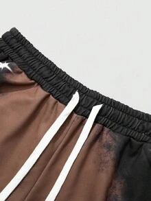 ROMWE MEN Men's Gothic Skeleton & Cross Print Zip-Up Hoodie Set With Sweatpants, Suitable For Autumn/Winter - Multicolor - View 7