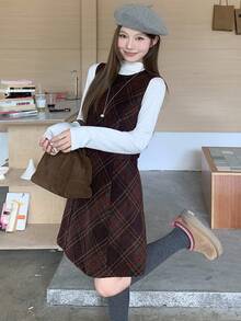 DAZY Women's Casual Plaid Sleeveless Dress, Autumn/Winter - Multicolor - View 5