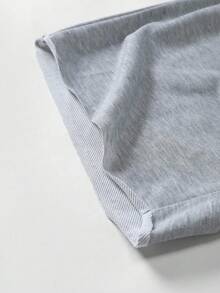 Manfinity Homme Pantalones cortos casuales de talla grande para hombres con borde rasgado, contraste y cordón en la cintura. Son ideales para el verano y hacen un excelente regalo para novios o esposos. - Gris - Ver 5