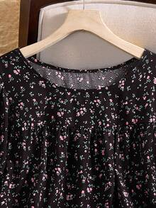 Rusticease 大码女式碎花圆领短袖休闲衬衫，适合夏季、度假、波西米亚风、秋季、教师节等各种场合，花卉图案/春季款 - 彩色 - 查看 8