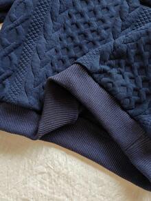 Vintaside Kids 1 件纯色面料长袖立领前开襟幼儿男童上衣 - 藍色 - 查看 6