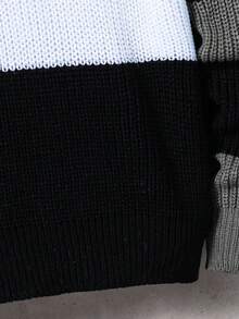 SHEIN Vacaura Contrast Color Crew Neck Sweater, Loose Casual Sweater For Teens Fall Winter