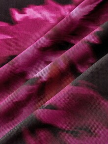 SHEIN MOD 女士优雅印花网纱吊带连衣裙，印花中长连衣裙，Vivid Eden连衣裙，女士秋季连衣裙，圣诞节服装，感恩节服装，派对连衣裙，夏季连衣裙，感恩节连衣裙，冬季连衣裙，派对连衣裙，圣诞节连衣裙，冬季服装，新年连衣裙，派对连衣裙，优雅连衣裙，毕业典礼，新年夜连衣裙 - 彩色 - 查看 5