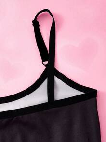 THE POWERPUFF GIRLS X SHEIN 4pcs/Set Tween Girl Blossom, Bubbles, Buttercup Pattern Soft & Comfortable Camisole Underwear,Kawaii,Cute,Sweet Fall Winter - Black - View 6