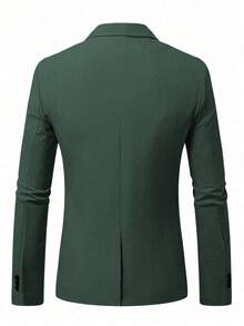 Manfinity Mode 男士区间染口袋单排扣西装外套绿色西装外套男士男士西装外套男士西装绿色修身版型绿色西装外套男士，老钱风格