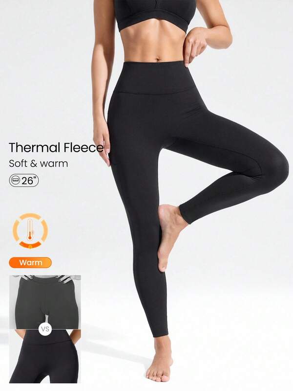 GLOWMODE Mallas de cintura alta sin costuras con bolsillos laterales, aisladas y elásticas, de 26 pulgadas, para yoga, pilates, estudio, otoño, invierno y uso casual diario