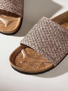 Solecia Dép đế bằng màu đen thời trang dành cho nữ, dép đi biển mùa hè - Cà phê nâu - Xem 5