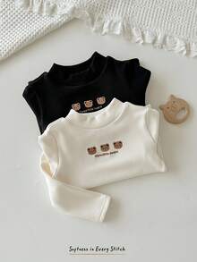 Cozy Pixies 2pcs Baby Boy Cartoon Animal Print Thermal Lined Crew Neck Long Sleeve Sweatshirt Set Baby Tops Baby Bear Clothes Baby Undershirts Neutral Baby Clothes Unisex Baby Shirt Sets - Multicolor - View 1