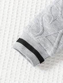 SHEIN Playful Pals 2 件套男婴休闲字母针织提花饰边罗纹圆领长袖运动衫和松紧腰裤套装，适合外出、休闲装、旅行，6 个月至 3 岁秋冬