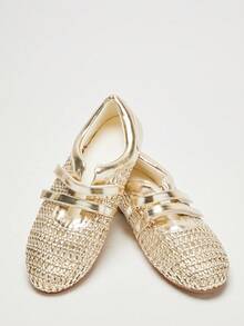 Solezae Giày thể thao đế bệt ballet dành cho nữ lấy cảm hứng từ nhà thiết kế - Kiểu dáng lai thông thường | Thiết kế dệt thoáng khí | Thoải mái cả ngày - Vàng - Xem 2