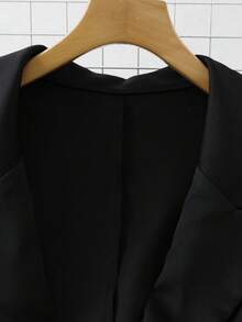 GlowEve CURVE Damen Große Größen Einfarbiger Schwarzer Anzug 2 Stücke Set, minimalistisch pendeltaugliche Mode elegantes Outfit für Date und Alltag, Herbst/Winter