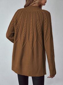 EMERY ROSE Damen Einfarbiger, modisch locker sitzender Langarm Strickpullover