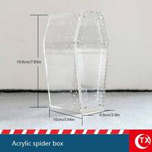 SHEIN 1PC 透明亚克力昆虫蜘蛛繁殖盒，独特的棺材形设计，磁性闭合，方便取用，通风孔，适用于蜘蛛、跳蛛、狼蛛栖息地，万圣节装饰，节日礼物，也适用于玻璃容器、盒子、植物盒、家庭储物盒、微景观盒 - 彩色 - 查看 5
